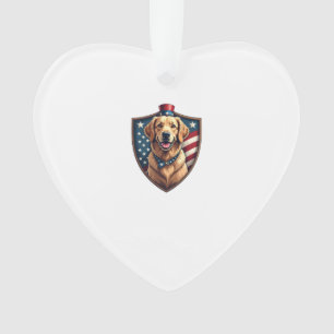 Patriotic Dog Dad Golden Retriever Engraving Shirt Ornament