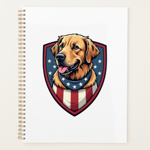Patriotic Dog Dad Golden Retriever Engraving Shirt Planner