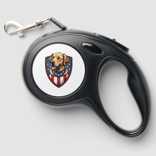 Patriotic Dog Dad Golden Retriever Engraving Shirt Retractable Pet Leash