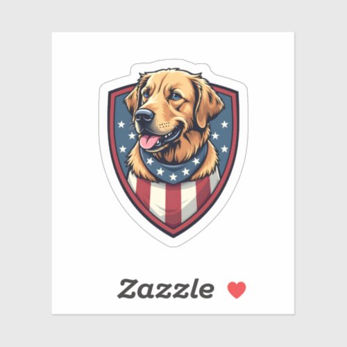 Patriotic Dog Dad Golden Retriever Engraving Shirt Sticker
