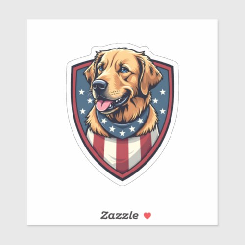 Patriotic Dog Dad Golden Retriever Engraving Shirt Sticker