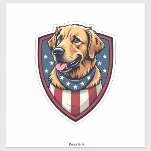 Patriotic Dog Dad Golden Retriever Engraving Shirt Sticker