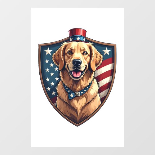 Patriotic Dog Dad Golden Retriever Engraving Shirt Window Cling
