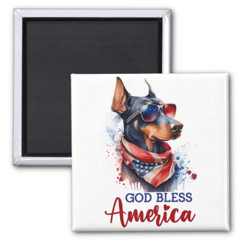 Patriotic Dog_ Doberman Magnet