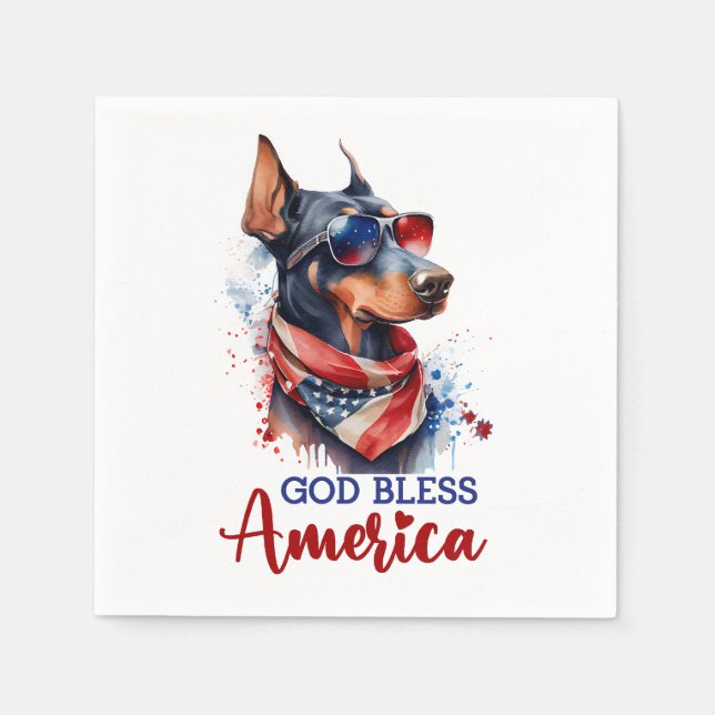 Patriotic Dog- Doberman Napkins (Front)