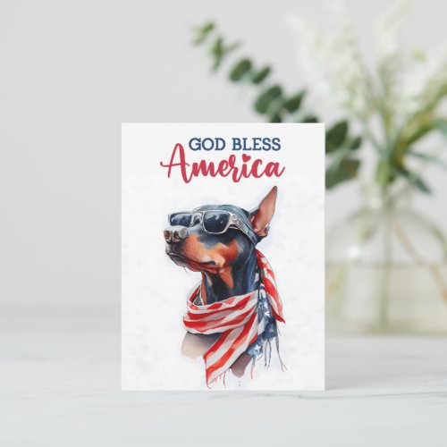 Patriotic Dog_ Doberman Postcard