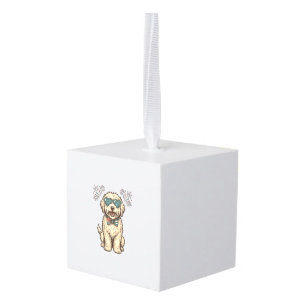 Patriotic Dog Fireworks Vintage Shirt Design (2)_1 Cube Ornament