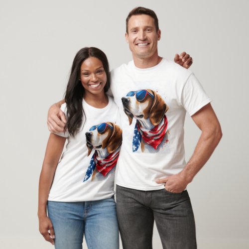 Patriotic Dog  Foxhound 4th Of July T_Shirt