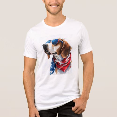 Patriotic Dog  Foxhound 4th Of July Tri_Blend Shirt