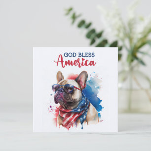 Patriotic Dog- French Bulldog 4th of July Card
