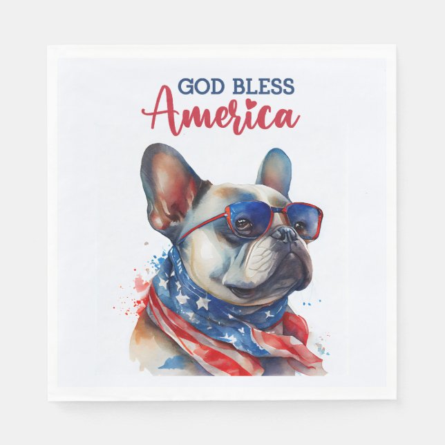 Patriotic Dog- French Bulldog Napkins (Front)