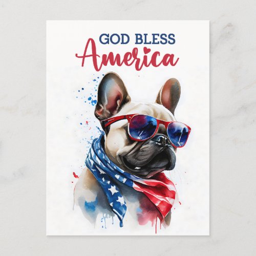 Patriotic Dog_ French Bulldog Postcard