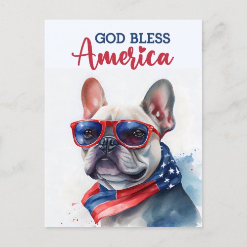 Patriotic Dog_ French Bulldog Postcard