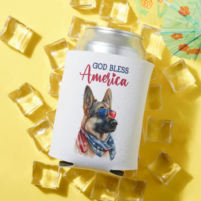 Patriotic Dog-German Shepherd Can Cooler (In Situ Summer)