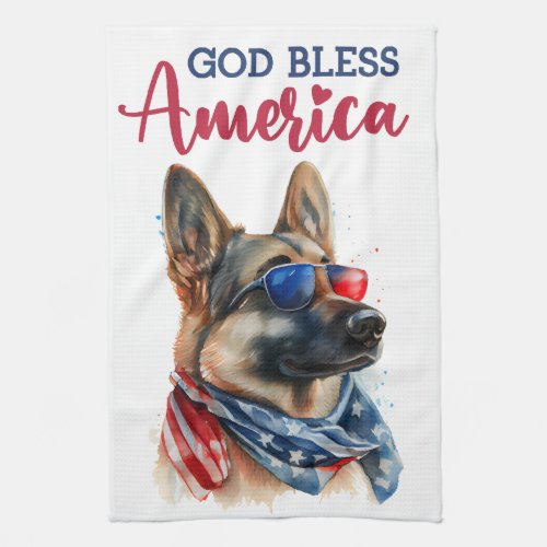 Patriotic Dog_German Shepherd Kitchen Towel