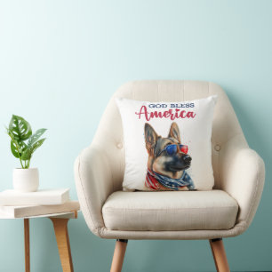 Patriotic Dog-German Shepherd Throw Pillow