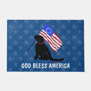 Patriotic Dog God Bless America Doormat