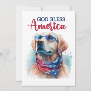 Patriotic Dog-Golden Retriever 4th Of July Card