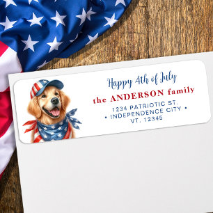 Patriotic Dog Golden Retriever Cute Return Address Label