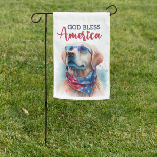 Patriotic Dog-Golden Retriever Garden Flag