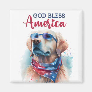 Patriotic Dog-Golden Retriever Magnet