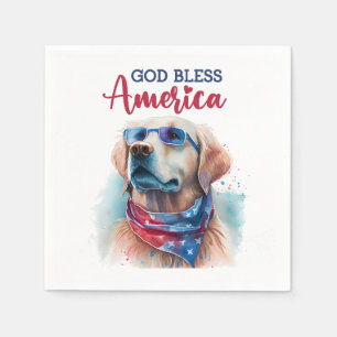 Patriotic Dog-Golden Retriever Napkins