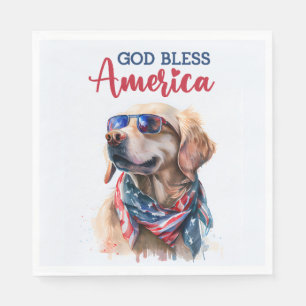 Patriotic Dog-Golden Retriever Napkins