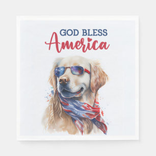 Patriotic Dog-Golden Retriever Napkins