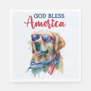 Patriotic Dog-Golden Retriever Napkins