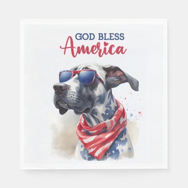 Patriotic Dog-Great Dane Napkins (Front)