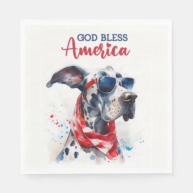 Patriotic Dog-Great Dane Napkins (Front)