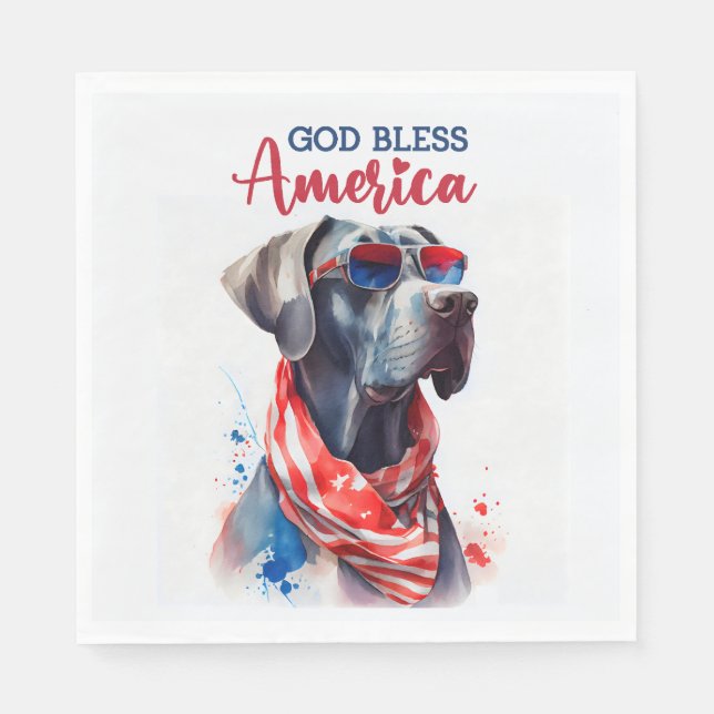 Patriotic Dog-Great Dane Napkins (Front)