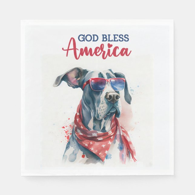 Patriotic Dog-Great Dane Napkins (Front)