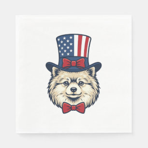 Patriotic Dog Head Vintage Engraving Vector Design Napkins