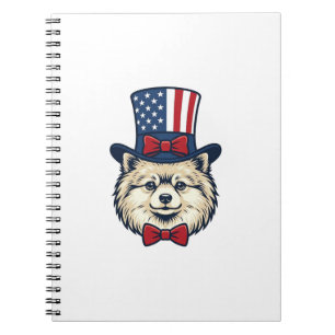 Patriotic Dog Head Vintage Engraving Vector Design Notebook