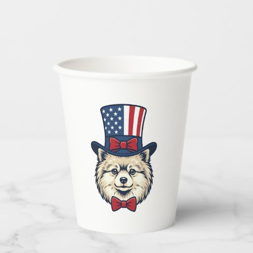 Patriotic Dog Head Vintage Engraving Vector Design Paper Cups
