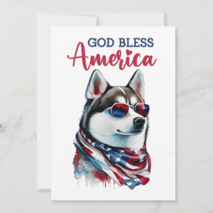 Patriotic Dog-Husky 4th Of July Card