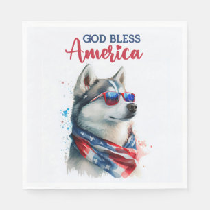 Patriotic Dog-Husky Napkins