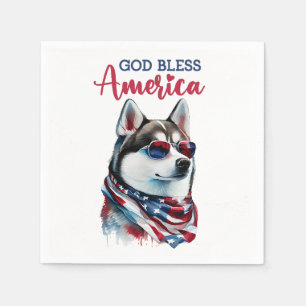 Patriotic Dog-Husky Napkins