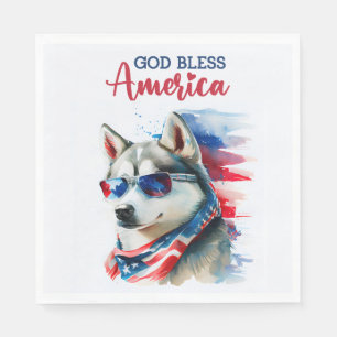 Patriotic Dog-Husky Napkins