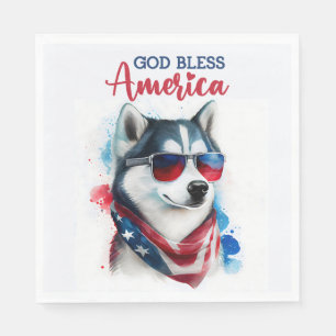 Patriotic Dog-Husky Napkins