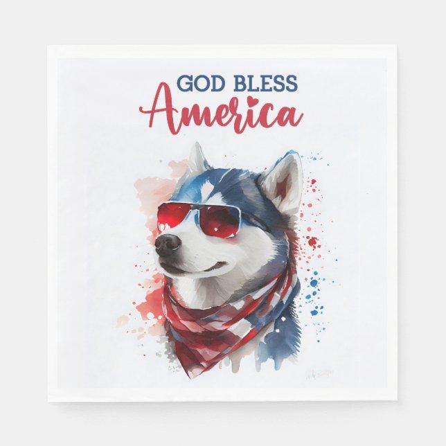 Patriotic Dog-Husky Napkins (Front)