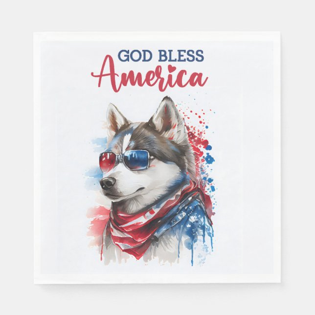 Patriotic Dog-Husky Napkins (Front)