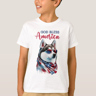 Patriotic Dog-Husky T-Shirt