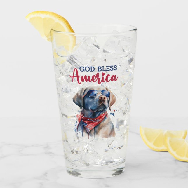 Patriotic Dog-Lab Glass (Front Ice)
