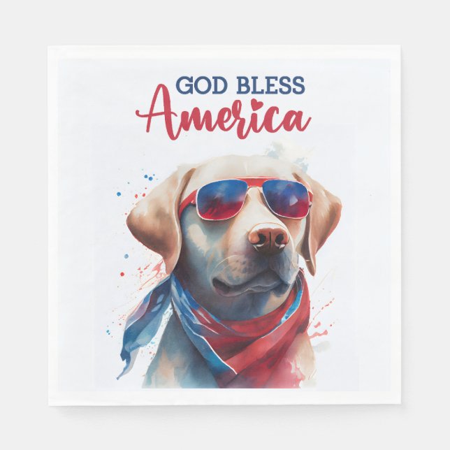 Patriotic Dog-Lab Napkins (Front)