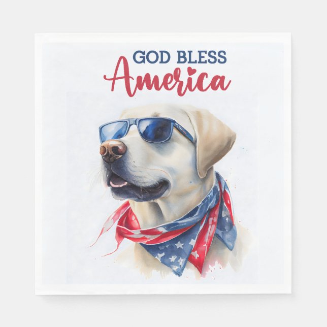 Patriotic Dog-Lab Napkins (Front)