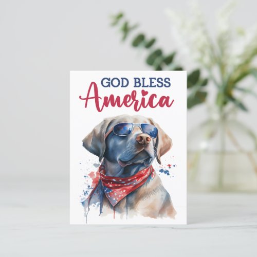 Patriotic Dog_Lab Postcard