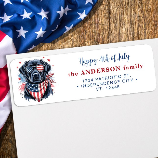Patriotic Dog Labrador Retriever Return Address Label (Creator Uploaded)
