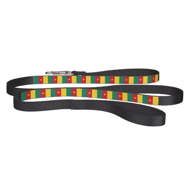 Patriotic dog leash with Flag of Cameroon (Full)
